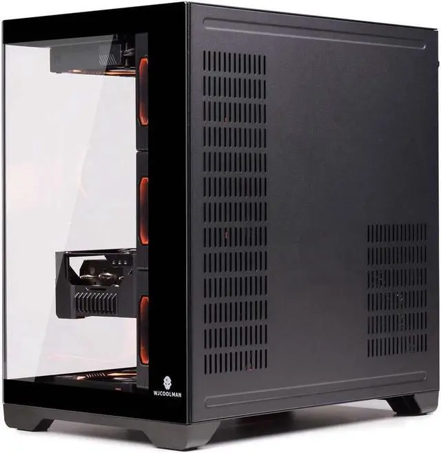 Alt view image 4 of 7 - WJCOOLMAN Lonely Warrior PRO Black Computer Case Panoramic Version 2 Sides Transparent Glass Gaming Chassis Support 10 Fan Positions 360 AIO Support ATX/M-ATX Gming Case High-Airflow Design