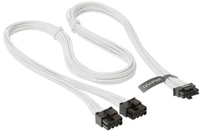 Main image of SEASONIC Native 600 W PCIe 5.0 / Gen 5 12VHPWR PSU Cable, 2X 8-Pin - 16-Pin  ,Supports 40 Series Graphics Cards - White