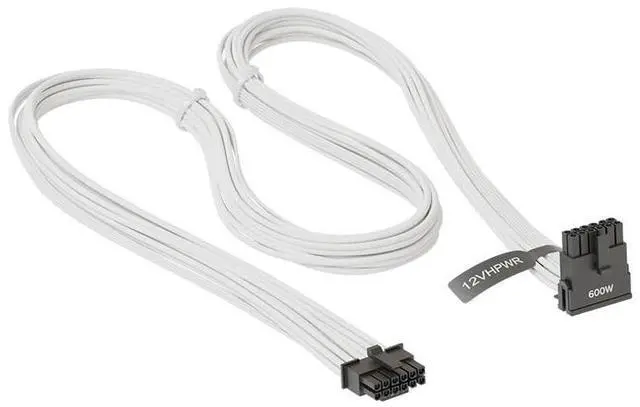 Main image of SEASONIC Native 600 W PCIe 5.0 / Gen 5 12VHPWR PSU Cable, 16 Pin - 16-Pin ,Supports 40 Series Graphics Cards - White(90° L-type interface)