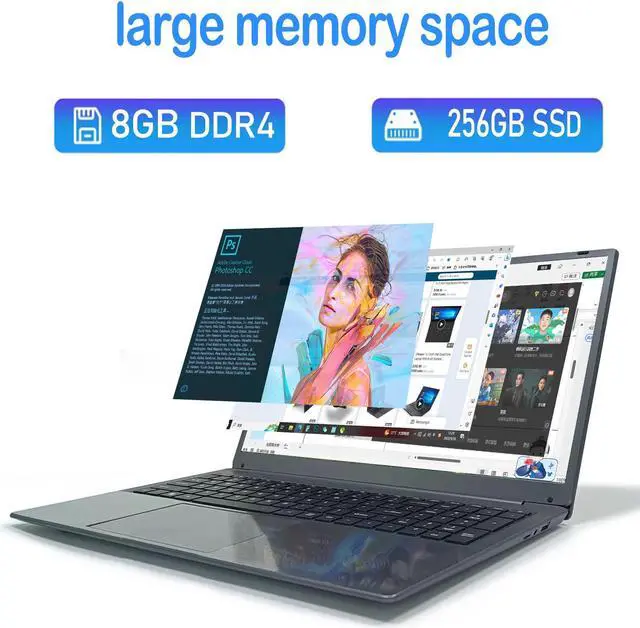 Alt view image 4 of 6 - MTWZMM 17 inch Laptop, 8GB RAM 256 SSD, Celeron N5095(Up to 2.9GHz), 17.3 inch FHD Display, WiFi, Bluetooth 4.2, USB 3.0, Webcam, For Students and Business