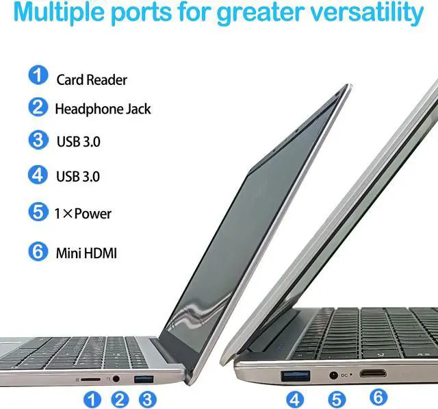 Alt view image 4 of 6 - MTWZMM Laptop Computer, 15.6 Inch Laptop, DDR4 8GB SSD 256GB, Celeron N5095(Up to 2.9GHz), WiFi, USB 3.0, Webcam, Card Reader, Ultral Light Laptop for Students and Business