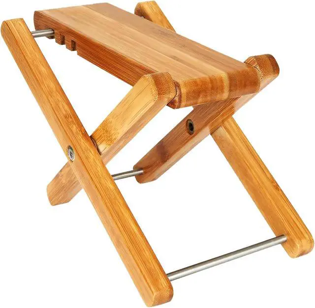 Alt view image 8 of 14 - 5 Core Wood Guitar Foot Stool 3 Position Height Adjustable Guitar Foot Stand Solid Wood Foot Stool GFS WD