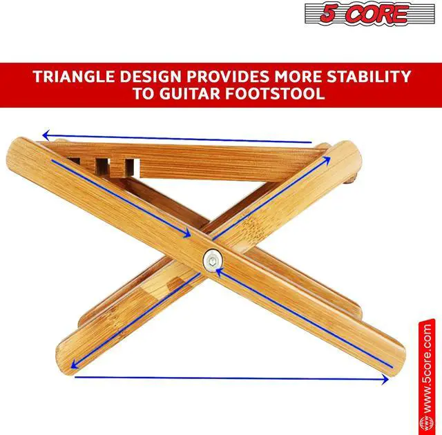 Alt view image 13 of 14 - 5 Core Wood Guitar Foot Stool 3 Position Height Adjustable Guitar Foot Stand Solid Wood Foot Stool GFS WD