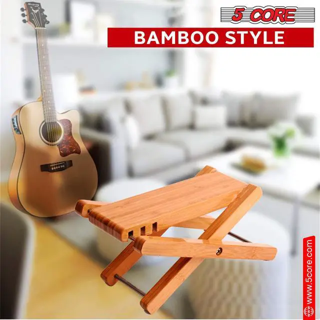 Alt view image 14 of 14 - 5 Core Wood Guitar Foot Stool 3 Position Height Adjustable Guitar Foot Stand Solid Wood Foot Stool GFS WD