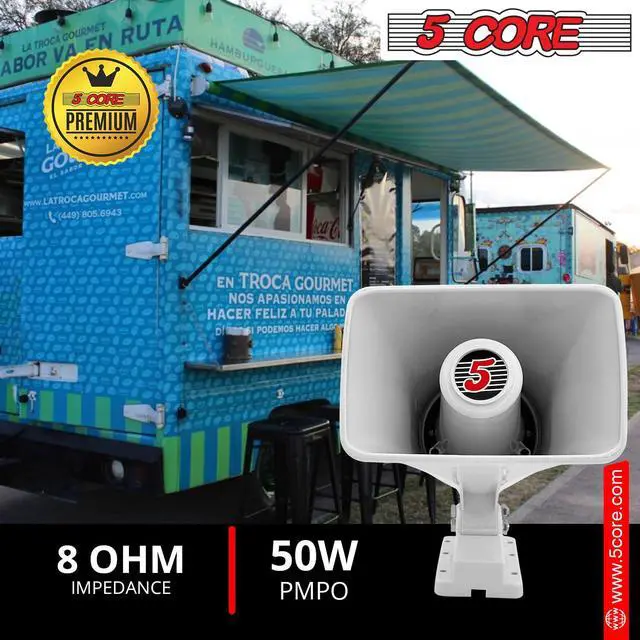 Alt view image 12 of 14 - 5 Core PA Speaker 6 x 4 Inch 50W Bull Horn Loud Indoor Outdoor Speakers System 8Ohm Reflex Megaphone Mounting Bracket & Hardware Included White - HW 405 WH