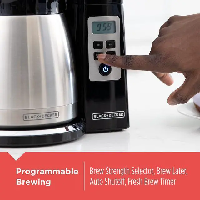 Alt view image 4 of 7 - 12 Cup Thermal Programmable Coffee Maker with Brew Strength and VORTEX Technology, Black/Steel, CM2046S