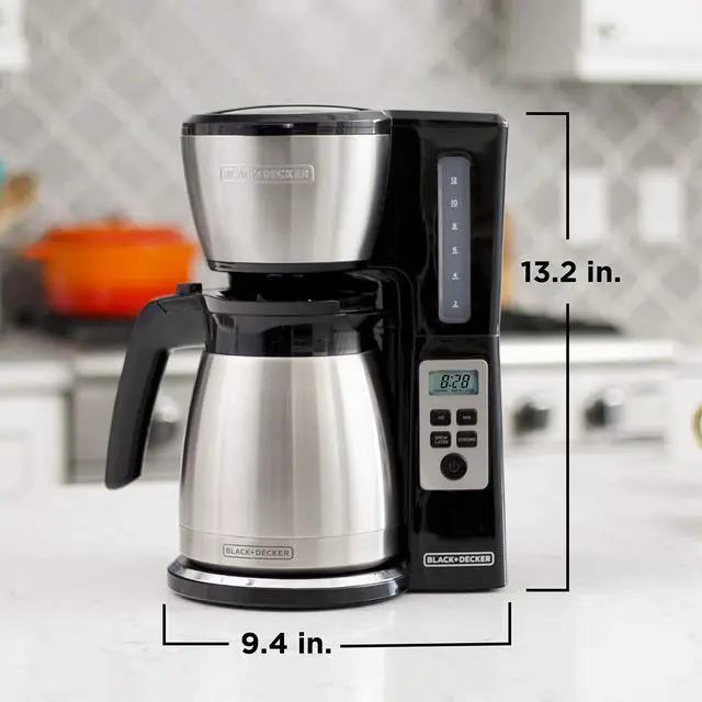 Alt view image 7 of 7 - 12 Cup Thermal Programmable Coffee Maker with Brew Strength and VORTEX Technology, Black/Steel, CM2046S