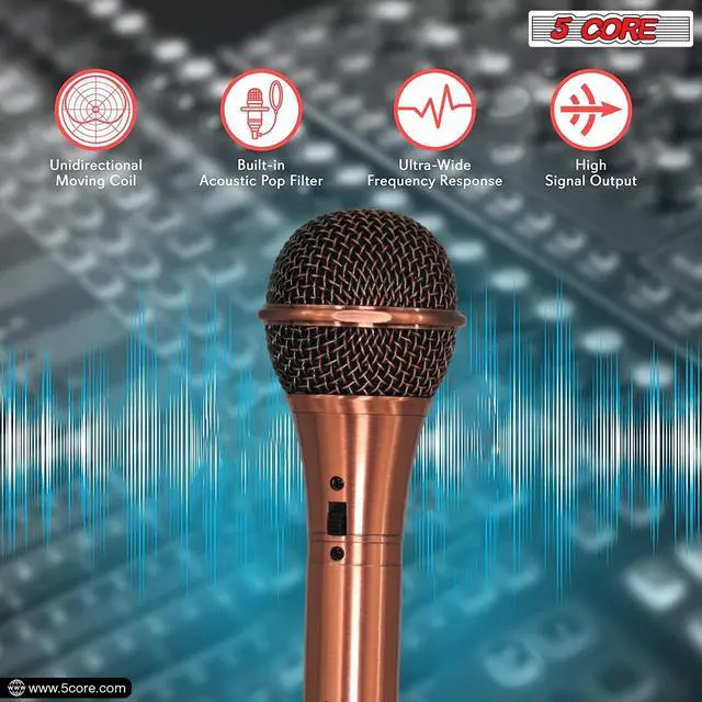 Alt view image 17 of 20 - 5 Core Mic Karaoke Dynamic Handheld XLR Microphone for Professional Vocal Recording Live Stage Singing Music Neodymium 1/4 Corded Wired Micrófono - ND-959 Elantra
