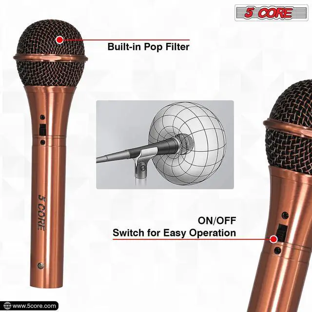 Alt view image 19 of 20 - 5 Core Mic Karaoke Dynamic Handheld XLR Microphone for Professional Vocal Recording Live Stage Singing Music Neodymium 1/4 Corded Wired Micrófono - ND-959 Elantra