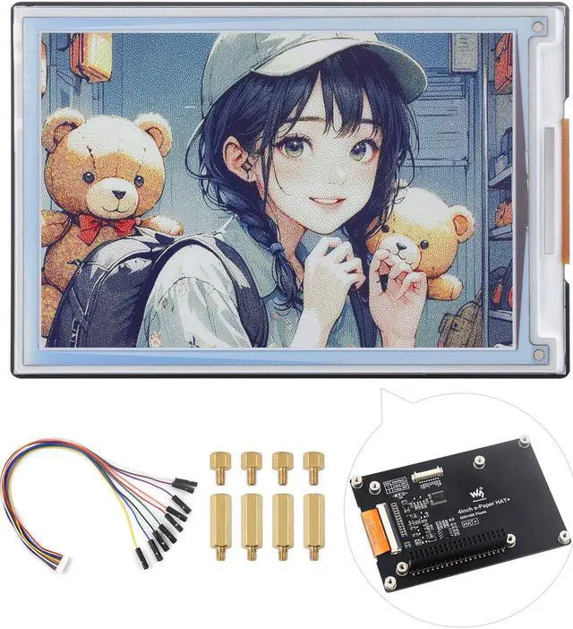 Main image of Waveshare 4inch E Ink Spectra 6 (E6) Full Color E-Paper Display, Compatible with Raspberry Pi 5/4B/3B/Zero/Zero W/Zero 2W/Pico/Pico W/Pico WH, Jetson Nano and RDK X3, with HAT+ Standard Driver Board