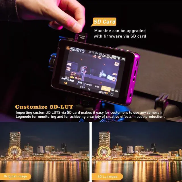 Alt view image 4 of 5 - VILTROX DC550 DC-550 DSLR Camera Field Monitor - 5.5-inch Touch Screen Camera Monitor with Sunshade Hood/Battery 3D LUT HDR 4K HDMI in and Out Exposure Focus Assist Waveform Monitor
