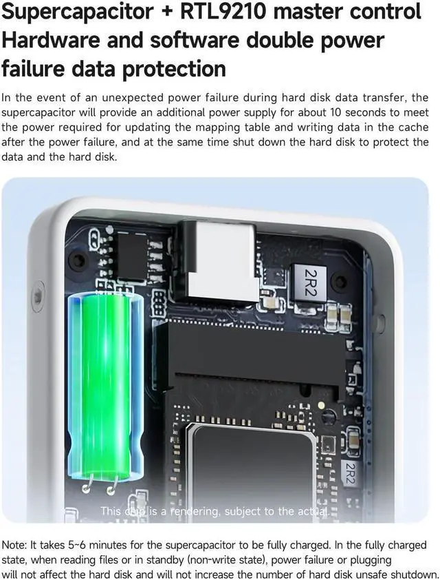 Alt view image 3 of 5 - Hagibis M.2 NVMe SSD Enclosure, Write Protect USB C 3.2 Gen2 10Gbps to M.2 External Hard Drive Enclosure with 100W PD, USB2.0, Super-Capacitor for iPhone 16 15 Pro Max MacBook Pro (White)
