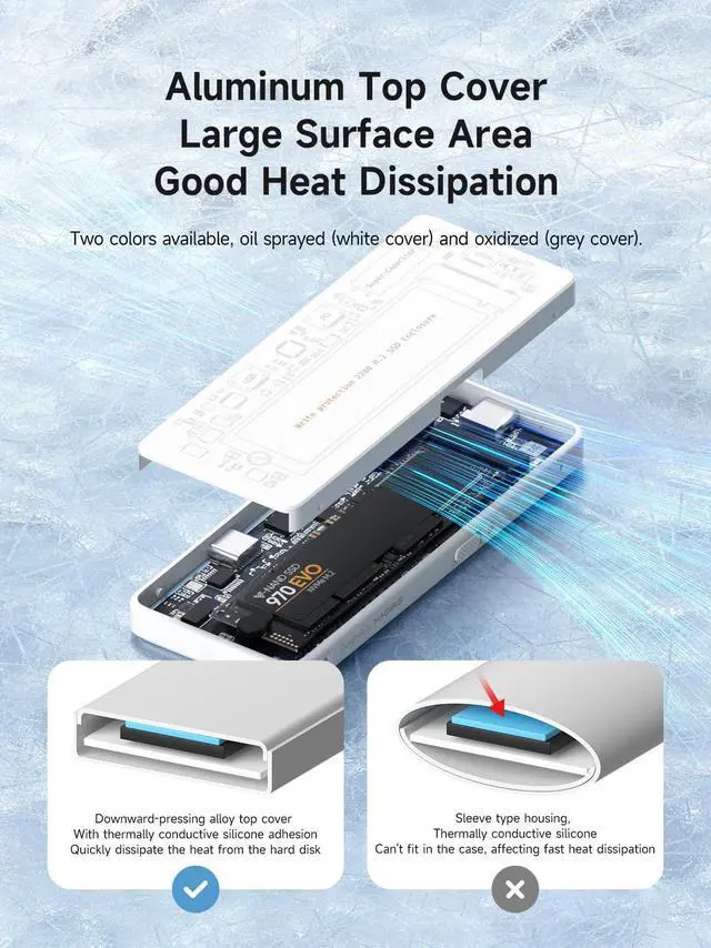 Alt view image 5 of 5 - Hagibis M.2 NVMe SSD Enclosure, Write Protect USB C 3.2 Gen2 10Gbps to M.2 External Hard Drive Enclosure with 100W PD, USB2.0, Super-Capacitor for iPhone 16 15 Pro Max MacBook Pro (White)