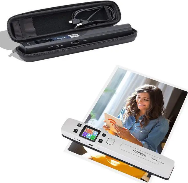 Main image of MUNBYN Portable Scanner, Photo Scanner for Documents Pictures Texts in 1050DPI and 10.5 x 1.6 x 1.2 Hard Travel Case for Iscan