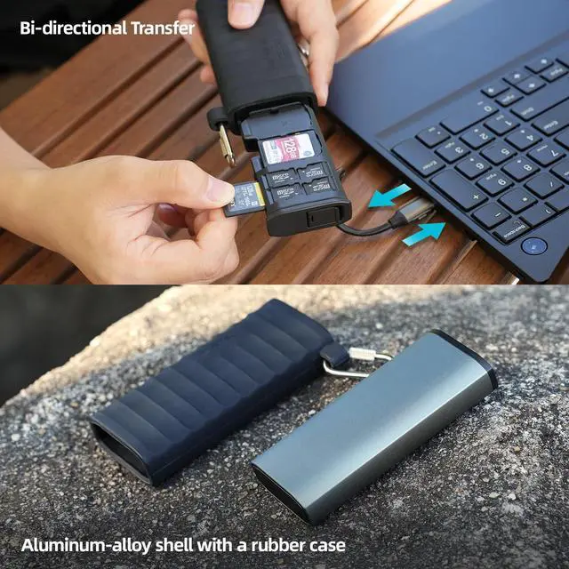 Alt view image 5 of 5 - TELESINdeg High-Speed SD Card Reader, 312MB/S USB 3.1 Type-C Dual Slots Micro SD/TF Card Carrying Case Holder for Cameras, Smartphones, Drones, Action Cameras Plug and Play.