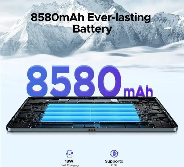 Alt view image 5 of 5 - DOOGEE T40 Android 14 Tablet,Helio G99 Octa-Core IPS 1600x2560,11" 2.5K Ultra Clear Display,20GB+512GB/2TB Expand,Android Tablet with 8580mAh Battery,Dual SIM 4G,Face Unlock,OTG