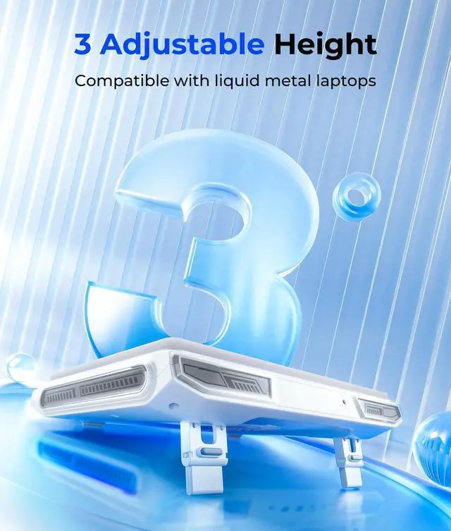 Alt view image 4 of 5 - llano V10 Laptop Cooling Pad with Powerful Turbofan, Gaming Laptop Cooler with Adjustable Variable Speed, ButtonControl,LCD Screen, Seal Foam for Rapid Cooling Laptop13-17.3in (White)