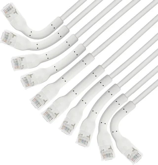 Main image of Intellinet FlexiBoot Slim Cat6 Ethernet Network Patch Cable  10-Pack - 10Gbps & 250MHz, Flexible Bendable Boot, 32AWG Pure Bare Copper Wire, Gold-Plated Contacts - 10ft, White