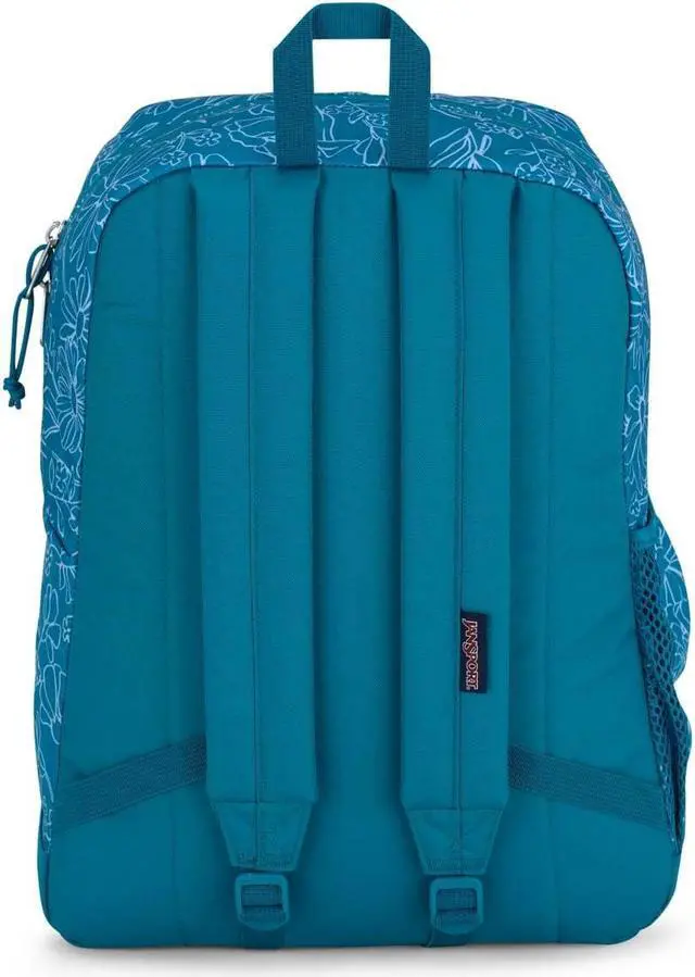Alt view image 2 of 5 - JanSport Cross Town Plus Backpack - Large Main Compartment, Side Water Bottle Pocket, 15-Inch Padded Laptop Sleeve - Delightful Daisies Green