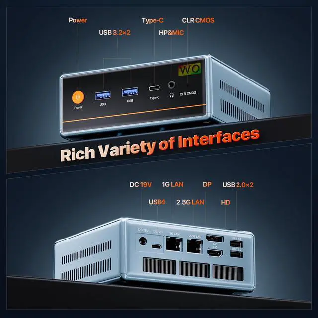 Alt view image 4 of 5 - Trycoo Mini PC Windows 11 6900HX 32GB RAM 1TB PCIe4.0 SSD Mini Desktop Computer with AMD Ryzen 9 (4.9GHz) Processor 6C/8T Radeon 680M Graphic Support Four Screen Displays WiFi6 BT5.2 Type-C USB4.0 LAN