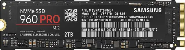 Alt view image 2 of 5 - Samsung 960 PRO NVMe M.2 512GB SSD (MZ-V6P512BW)