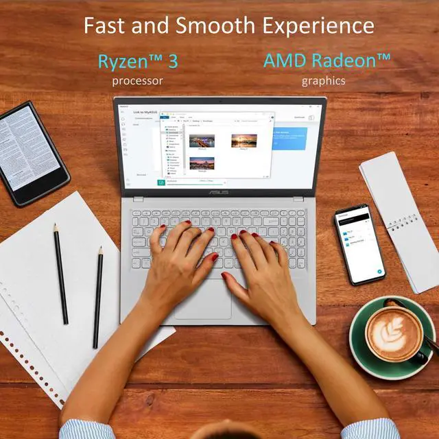 Alt view image 2 of 5 - ASUS Vivobook 15.6" FHD Laptop, AMD Ryzen 3 3250U, 8GB RAM, 128GB SSD, Windows 11 Home, Transparent Silver, M515DA-WS33