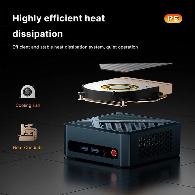 Alt view image 5 of 5 - BOSGAME P5 Mini PC Ryzen 5 6600H(Up to 4.5GHz) 24GB DDR5 512GB NVMe PCIe SSD Win OS Mini Computers, 2.5G LAN Ports, 4K Triple Display Business Office Mini Desktop PC,4 USB Ports,Wi-Fi6, BT 5.2