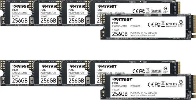 Main image of Patriot P300 256GB Internal SSD - NVMe PCIe Gen 3x4 - M.2 2280 - Solid State Drive - 10 Pack