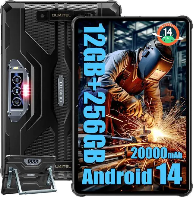 Main image of OUKITEL RT8 Android 14 Rugged Tablet - 11 inch Octa-Core MTK Helio G99 20000mAh Waterproof Tablets with Folding Stand, 12GB RAM+256GB ROM/1TB 48MP+32MP Camera Tablet PC, TÜV/IP68&IP69K/Dual SIM 4G LTE