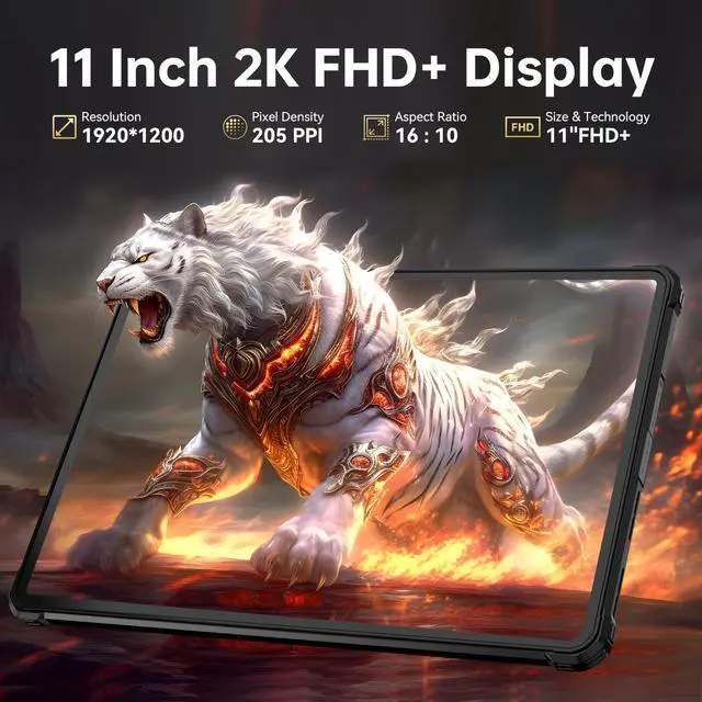 Alt view image 5 of 5 - OUKITEL RT8 Android 14 Rugged Tablet - 11 inch Octa-Core MTK Helio G99 20000mAh Waterproof Tablets with Folding Stand, 12GB RAM+256GB ROM/1TB 48MP+32MP Camera Tablet PC, TÜV/IP68&IP69K/Dual SIM 4G LTE