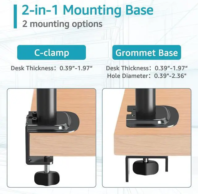 Alt view image 3 of 5 - MOUNTUP Single Laptop Tray Desk Mount for 13-17 Inch Laptop Notebook, Fully Adjustable Laptop Arm, Full Motion Laptop Stand, Holds up to 17.6lbs, with Clamp/Grommet Mounting, MU4001-A