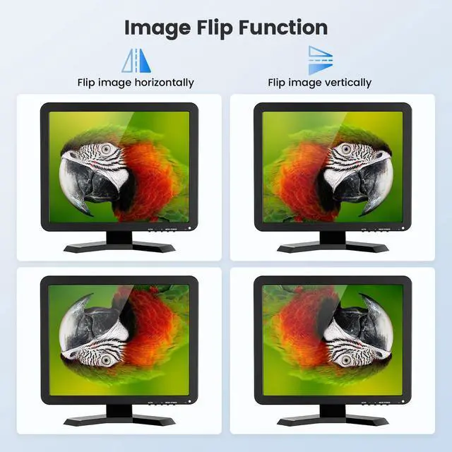 Alt view image 4 of 5 - Eyoyo 17 inch CCTV Monitor, 1280 x 1024 Security Camera Monitor LCD Screen with HDMI/VGA/BNC/AV/USB Ports, 100% sRGB Built-in Dual Speakers Metal Stand VGA Display for Camera PC DVR