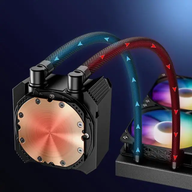 Alt view image 3 of 5 - DARKROCK D240 CPU Liquid Cooler with 240 mm Radiator, Addressable RGB Lights, Pure Copper Pump, and AMD, AM5/ AM4, Intel LGA 1851/1700/1200 Brackets Ready - Black