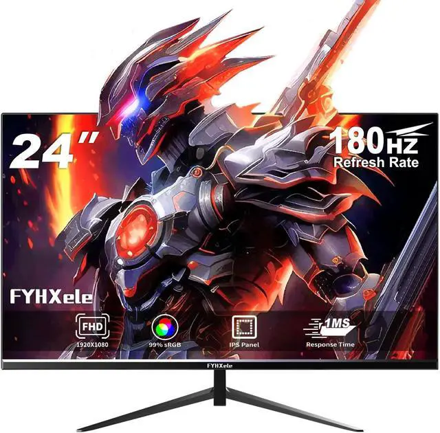 Main image of FYHXele 24 Inch Gaming Monitor FHD 1080P Fast IPS 180Hz, 165Hz Refresh Rate, 1ms, HDR Computer Monitor, HDMI, DisplayPort, Eye Care for Gamers, Compatible Wall Mountable Installs-Black