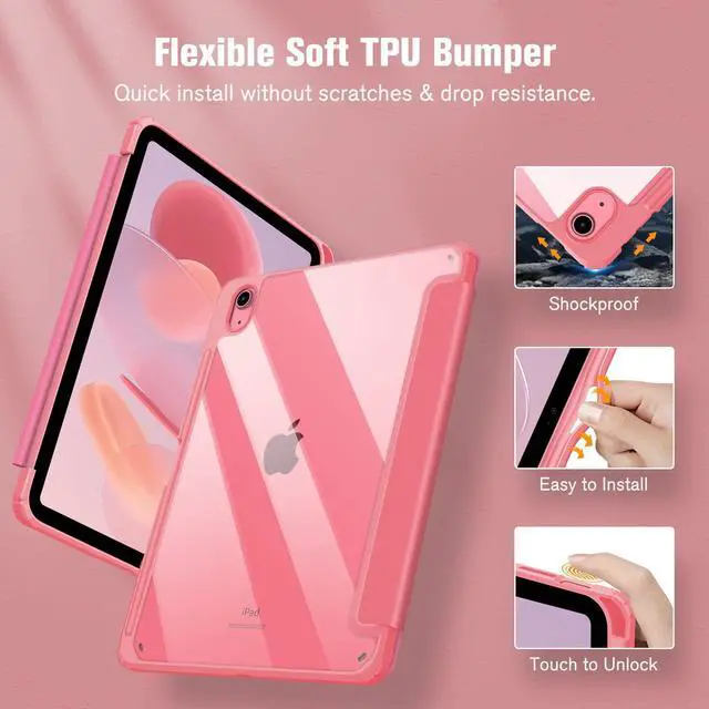 Alt view image 2 of 5 - Fintie Hybrid Clear Case for iPad 10th Generation 10.9 Inch 2022 + [Tuatara Magic Ring] 360 Degree Rotating Grip Stand Cover