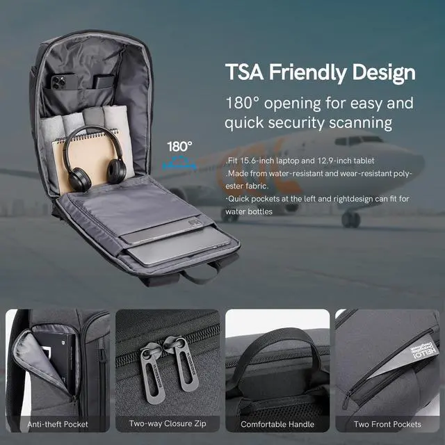 Alt view image 4 of 5 - Kingsons Travel Laptop Backpack, Large Capacity Carry On Backpack for Men and Women