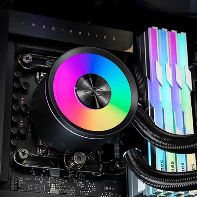 Alt view image 4 of 5 - PCCOOLER ARGB CPU Cooler Liquid Freezer, 360mm AIO Water Cooling with 120mm Silent ARGB Fans, Infinite Halo Lighting, Compatible with Intel LGA 115X/1200/1700/20XX & AMD AM4/AM5(CPS DA360 Pro)