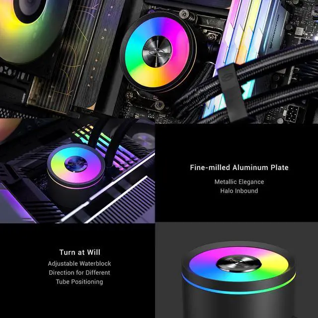 Alt view image 5 of 5 - PCCOOLER ARGB CPU Cooler Liquid Freezer, 360mm AIO Water Cooling with 120mm Silent ARGB Fans, Infinite Halo Lighting, Compatible with Intel LGA 115X/1200/1700/20XX & AMD AM4/AM5(CPS DA360 Pro)