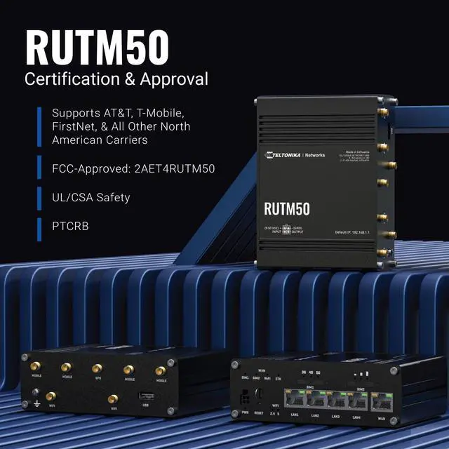 Alt view image 2 of 5 - Teltonika RUTM50 WiFi Router Dual SIM Card Slot - 5G Ultra High Speeds Up to 3.4 Gbps - Auto Failover with SA & NSA 5G Architecture Support - 4G Compatibility Wireless Router (TELRUTM50000000)