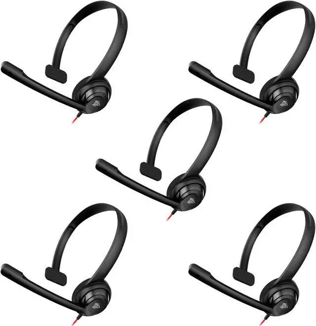 Main image of NUBWO HW02 USB Headset with Microphone Noise Cancelling &in-line Control, Ultra Comfort Computer Headset for Laptop pc, On-Ear Wired Office Call Center Headset for Boom Skype Webinars, 5 Packs