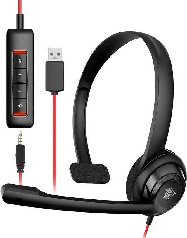 Alt view image 2 of 5 - NUBWO HW02 USB Headset with Microphone Noise Cancelling &in-line Control, Ultra Comfort Computer Headset for Laptop pc, On-Ear Wired Office Call Center Headset for Boom Skype Webinars, 5 Packs