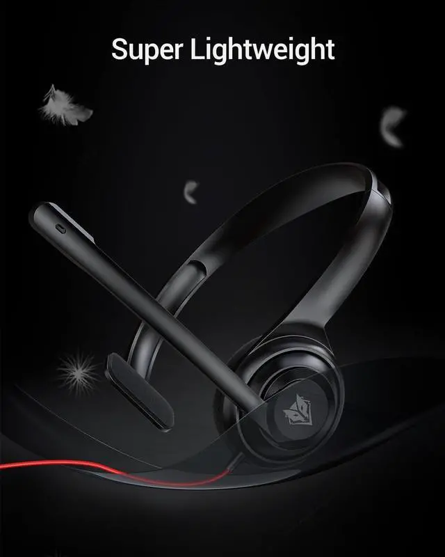 Alt view image 4 of 5 - NUBWO HW02 USB Headset with Microphone Noise Cancelling &in-line Control, Ultra Comfort Computer Headset for Laptop pc, On-Ear Wired Office Call Center Headset for Boom Skype Webinars, 5 Packs