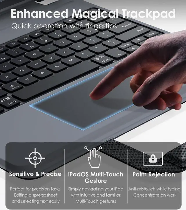 Alt view image 5 of 5 - Nillkin Carry Go Keyboard Case for iPad Pro 13 inch (M4) 2024 with Handle, Rugged Case with Detachable Keyboard for iPad Pro 13, Magic Trackpad, 7 Colors Backlit, Camera Cover, Black