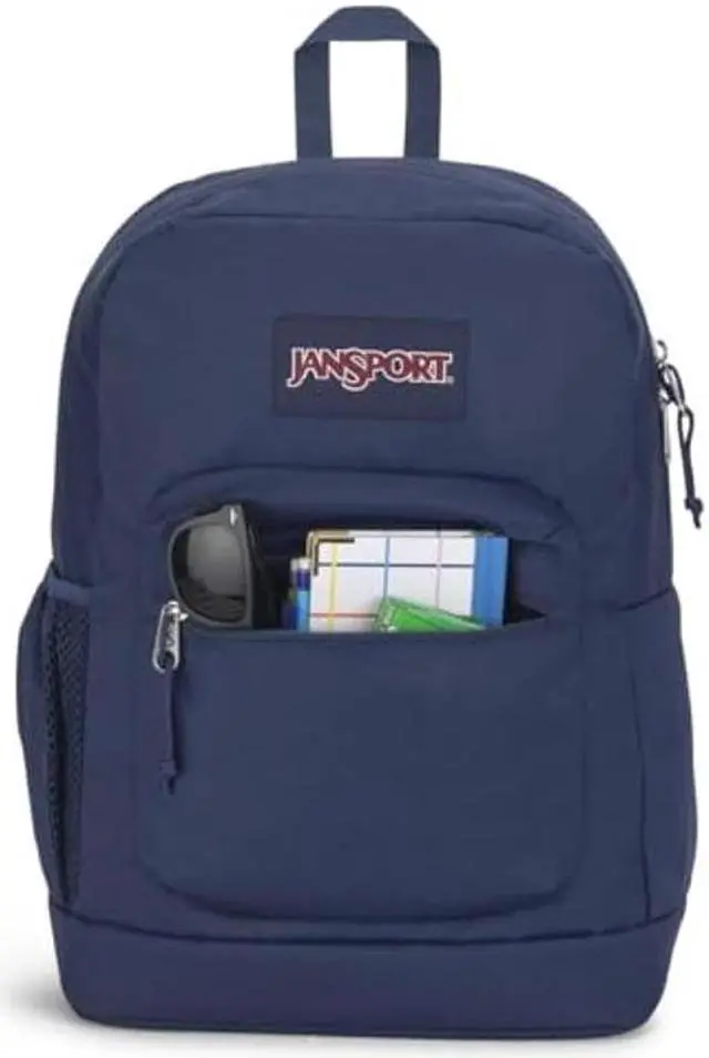 Alt view image 4 of 5 - JanSport Cross Town Plus Backpack - Large Main Compartment, Side Water Bottle Pocket, 15-Inch Padded Laptop Sleeve - Navy