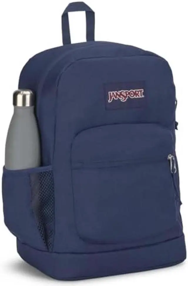 Alt view image 3 of 5 - JanSport Cross Town Plus Backpack - Large Main Compartment, Side Water Bottle Pocket, 15-Inch Padded Laptop Sleeve - Navy