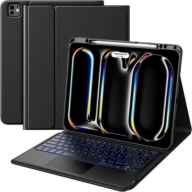Main image of MoKo for iPad Pro 13 Inch Detachable Bluetooth Keyboard Case with Backlit & Touchpad, New iPad Pro 13 Inch Case with Keyboard 2024 Released, Built-in Pencil Holder, Black