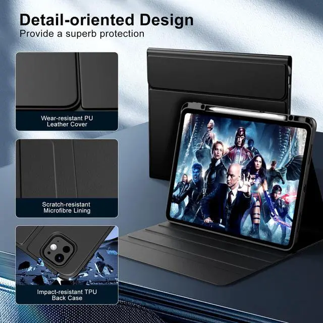 Alt view image 5 of 5 - MoKo for iPad Pro 13 Inch Detachable Bluetooth Keyboard Case with Backlit & Touchpad, New iPad Pro 13 Inch Case with Keyboard 2024 Released, Built-in Pencil Holder, Black