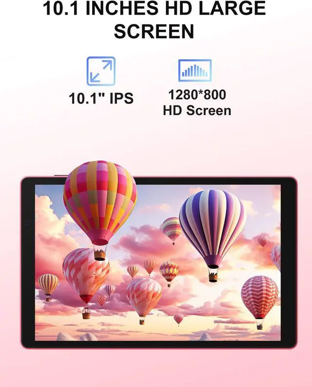 Alt view image 3 of 5 - BAKEN 10 Inch Tablet, Android 12 Tablets, 4(2+2) GB RAM, 32GB ROM, 1280x800 IPS HD Touchscreen, Quad Core Processor, GMS, WiFi 6, 6000mAh Battery, Bluetooth Tablet PC, Dual Camera, Games(Pink)