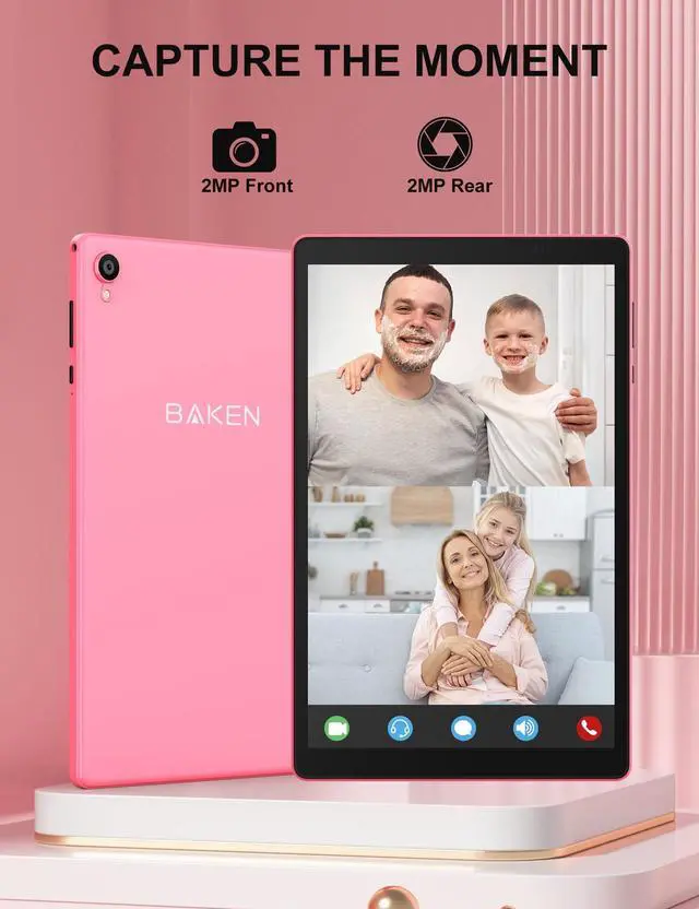 Alt view image 4 of 5 - BAKEN 10 Inch Tablet, Android 12 Tablets, 4(2+2) GB RAM, 32GB ROM, 1280x800 IPS HD Touchscreen, Quad Core Processor, GMS, WiFi 6, 6000mAh Battery, Bluetooth Tablet PC, Dual Camera, Games(Pink)