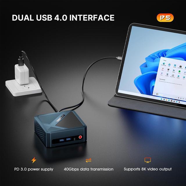 Alt view image 3 of 5 - BOSGAME Ryzen Mini PC Dual USB4, AMD Ryzen 5 6600H 24GB DDR5 512GB PCIe3.0 SSD Small Gaming PC,Radeon 660M,2xHDMI/WiFi6E/BT5.2,Home Office Gamer